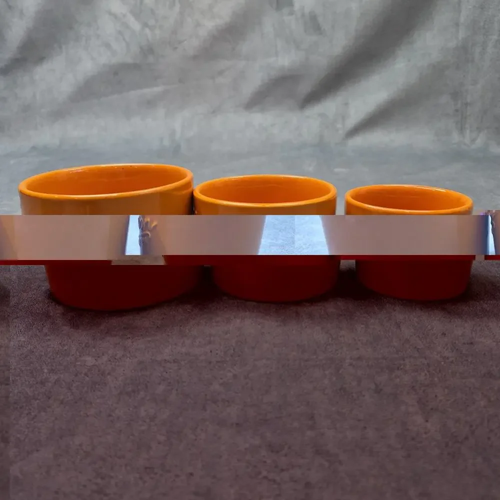 Mason Craft & and More 3 Piece Orange Nesting Bowls Ramekins Ceramic 8-10-16 oz.